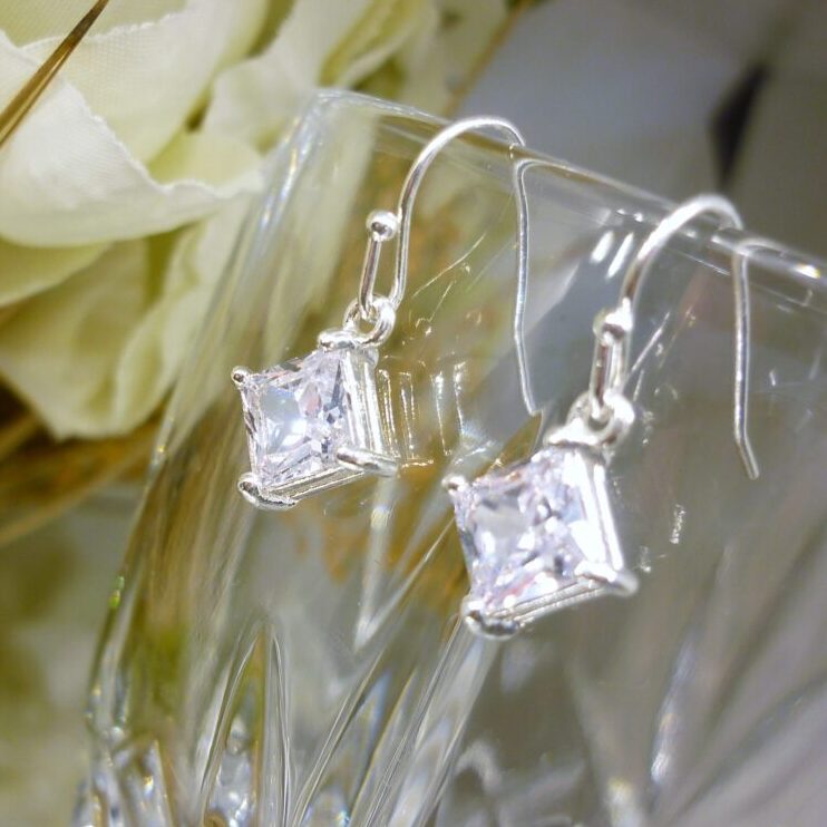 Square Cubic Zirconia Earrings Clear